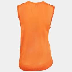 Pre Owned Burberry Orange Diamond Patterned Knit Sleeveless Top M
