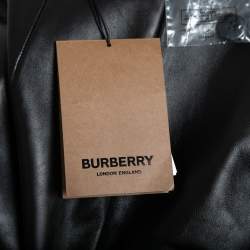 Pre Owned Burberry Black Leather Step-Through Pencil Skirt S