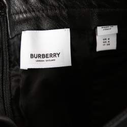 Pre Owned Burberry Black Leather Step-Through Pencil Skirt S