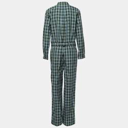 Pre Owned Burberry Blue Checked Cotton Lampton Belted Jumpsuit M