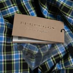 Pre Owned Burberry Blue Checked Cotton Lampton Belted Jumpsuit M