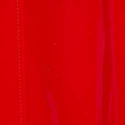 Pre Owned Burberry Red Glossed-Vinyl Belt Detailed Coat S