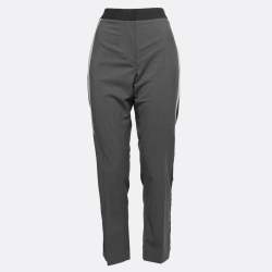 Pre Owned Burberry Grey Crepe Wool Side Stripe Trousers M