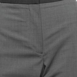 Pre Owned Burberry Grey Crepe Wool Side Stripe Trousers M