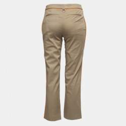 Pre Owned Burberry Tan Cotton Pipping Detail Trousers XS
