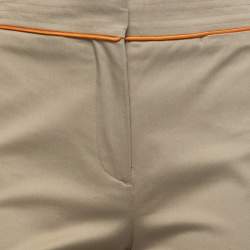 Pre Owned Burberry Tan Cotton Pipping Detail Trousers XS