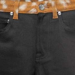 Pre Owned Burberry Black Denim Deer Print Trim Skinny Jeans S Waist 26"