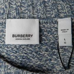Pre Owned Burberry Blue Logo Print Knitted Sweater L