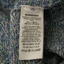 Pre Owned Burberry Blue Logo Print Knitted Sweater L