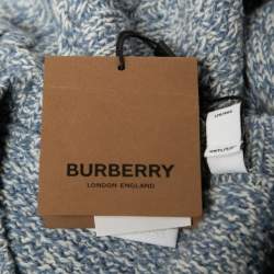 Pre Owned Burberry Blue Logo Print Knitted Sweater L
