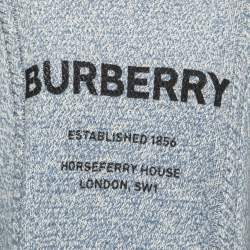 Pre Owned Burberry Blue Logo Print Knitted Sweater L