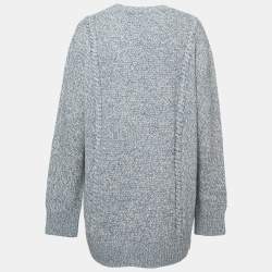 Pre Owned Burberry Blue Logo Print Knitted Sweater L