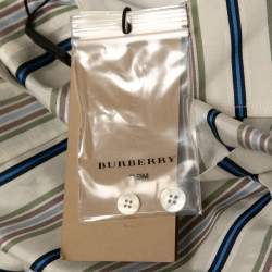 Pre Owned Burberry Multicolor Striped Silk Belted Shirt Midi Dress L