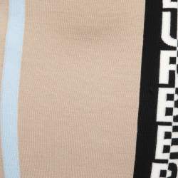 Pre Owned Burberry Beige Logo Jacquard Merino Wool Pencil Skirt S
