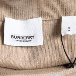 Pre Owned Burberry Beige Logo Jacquard Merino Wool Pencil Skirt S