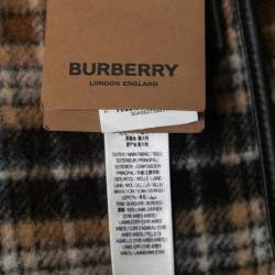 Burberry Brown Checked Wool Fringed Cape One Size