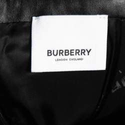 Pre Owned Burberry Black Leather Cut Out Pencil Skirt XS