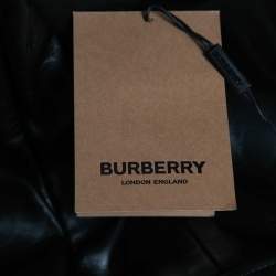 Pre Owned Burberry Black Leather Cut Out Pencil Skirt XS