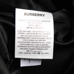 Pre Owned Burberry Black Leather Cut Out Pencil Skirt XS