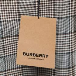 Pre Owned Burberry Deep Taupe Checked Wool Pencil Skirt S