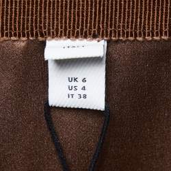 Pre Owned Burberry Deep Taupe Checked Wool Pencil Skirt S