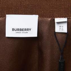 Pre Owned Burberry Deep Taupe Checked Wool Pencil Skirt S