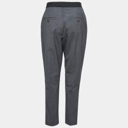 Pre Owned Burberry Grey Wool Stripe Detail Jacinda Cropped Trousers M