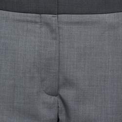 Pre Owned Burberry Grey Wool Stripe Detail Jacinda Cropped Trousers M