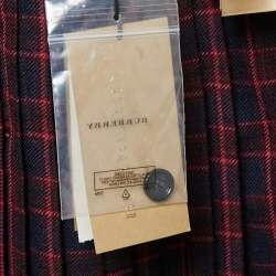 Pre Owned Burberry Navy Blue Checked Wool Arroux Pleated Skirt S