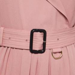Pre Owned Burberry Dusty Pink Silk Wrap Trench Midi Dress S