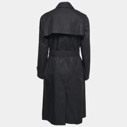 Pre Owned Burberry Black Gabardine Swingate Belted Trench Coat S