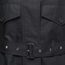 Pre Owned Burberry Black Gabardine Swingate Belted Trench Coat L