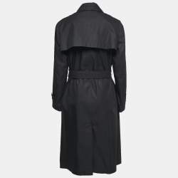 Pre Owned Burberry Black Gabardine Swingate Belted Trench Coat L