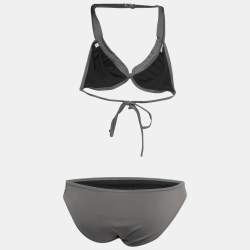 مملوكة مسبقًا Burberry Grey Studded Nylon Bikini L