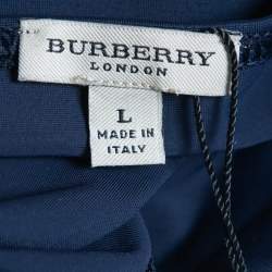 Burberry Navy Blue Logo Embroidered Nylon Bikini L 