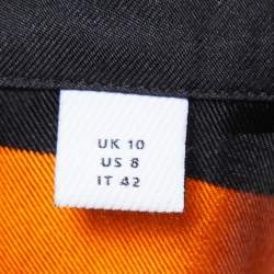 مملوكة مسبقًا بلوزة بربري حرير مطبوع متعدد الألوان بأزرار أمامية مقاس متوسط - ميديوم