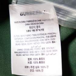 Burberry Green Silk Crystal Embellished Long Sleeve Gown S