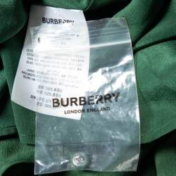 Burberry Green Silk Crystal Embellished Long Sleeve Gown S