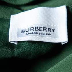 Burberry Green Silk Crystal Embellished Long Sleeve Gown S
