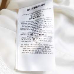 Pre Owned Burberry Off-White Wool Quilted Detail Belted Blazer L