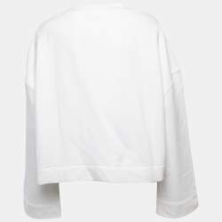 Pre Owned Burberry White Cotton Crystals Embellished Brooch Detailed Sweatshirt XL 