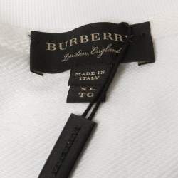 Pre Owned Burberry White Cotton Crystals Embellished Brooch Detailed Sweatshirt XL 