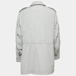 Burberry Grey Nylon Synthetic Zip Front Jacket S