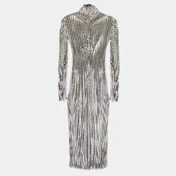 Pre Owned Burberry Women's Metal Long Dress - Silver - XXS
