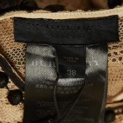 Pre Owned Burberry Beige Silk & Lace Semi Sheer Maxi Dress S