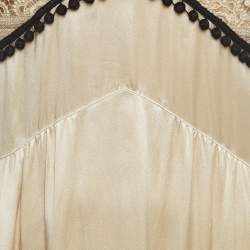 Pre Owned Burberry Beige Silk & Lace Semi Sheer Maxi Dress S