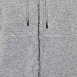 Pre Owned Burberry Grey Cotton Check Lined Hooded Zip Up Jacket S