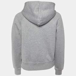 Pre Owned Burberry Grey Cotton Check Lined Hooded Zip Up Jacket S
