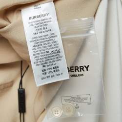 Burberry Beige Silk Buttoned A-Line Sleeveless Shirt Blouse S
