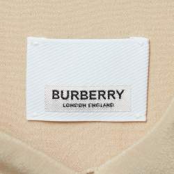 Burberry Beige Silk Buttoned A-Line Sleeveless Shirt Blouse S